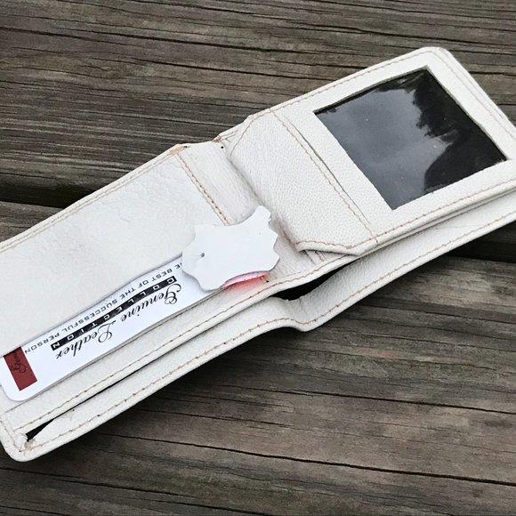 Handmade Other - Father day Wallet White Real Leather Photo ID Hold